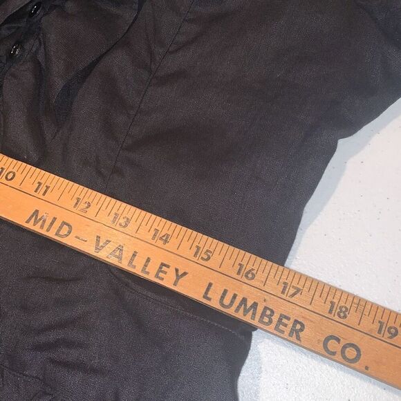 Vintage Y2K Black Ruffled Button Down Linen Top Size 12 - Picture 14 of 16